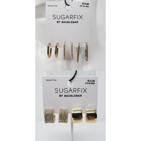 NWT Sugarfix by Baublebar Gold-Tone Lot of 5 Hoop Cuff Earrings Women's - Picture 1 of 7